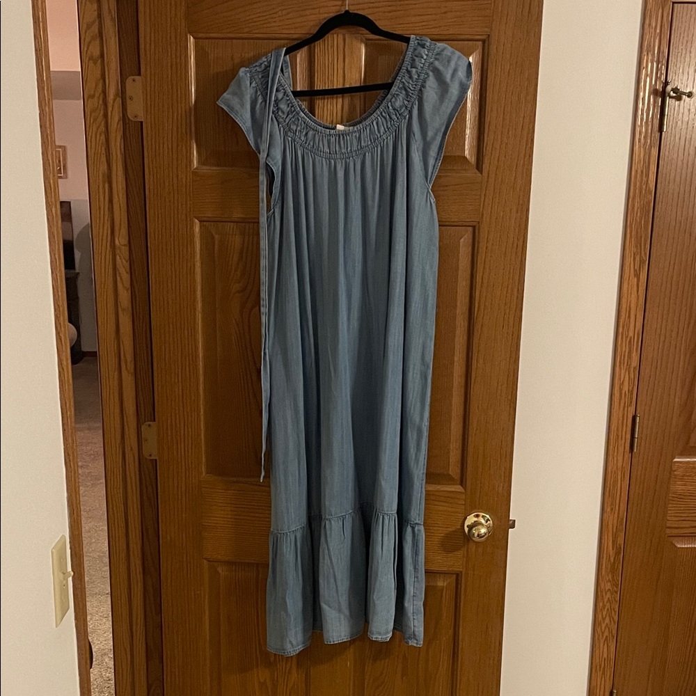 LOFT Light Blue Cap Sleeve Maxi Dress